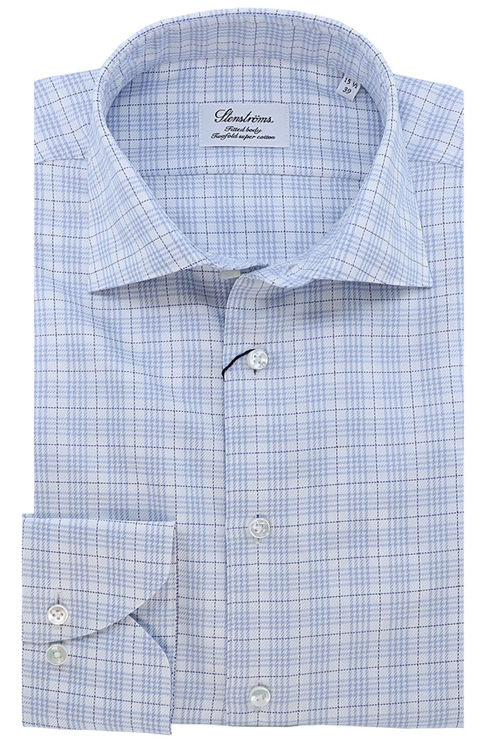 Stenstroms Blue Checked Twill Shirt