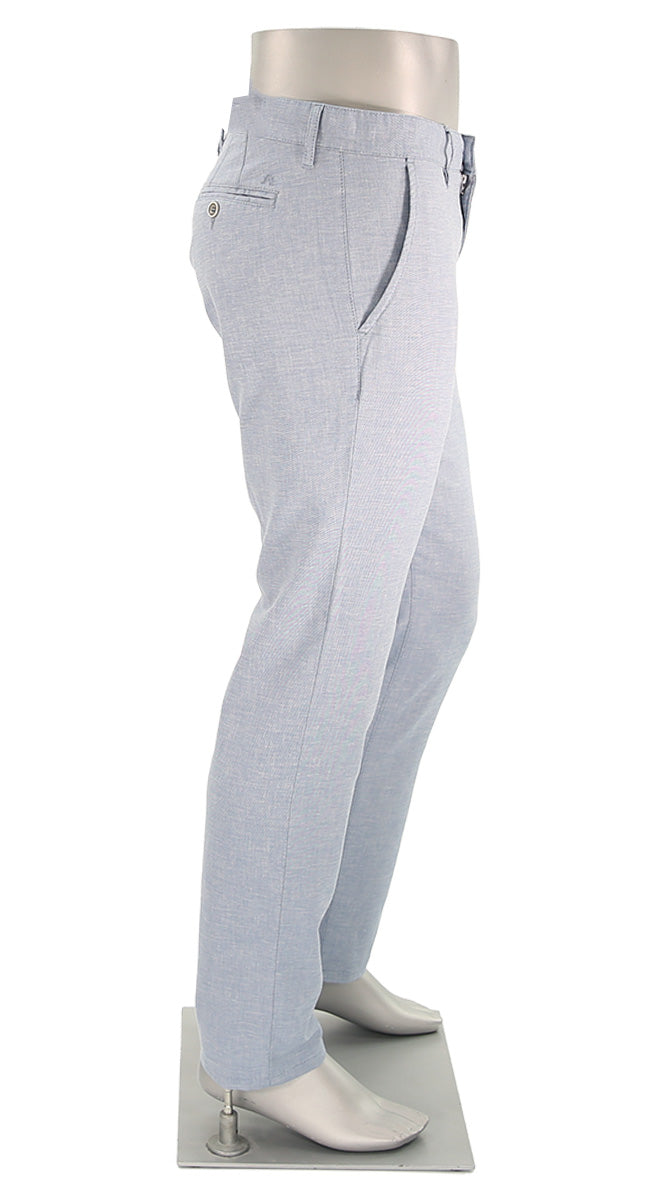 Alberto Men's Lou Linen Chino Pants In Light Blue- Mondo Uomo