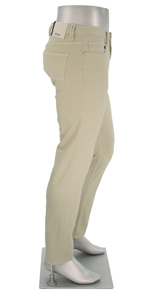 Alberto Men's Pipe Stretch Colored Jeans In Khaki Side View P1764