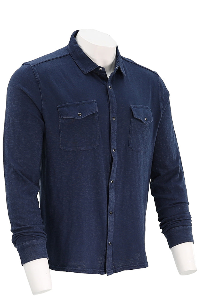 Arvon Long Sleeve Knit Western Shirt | Pacific Blue