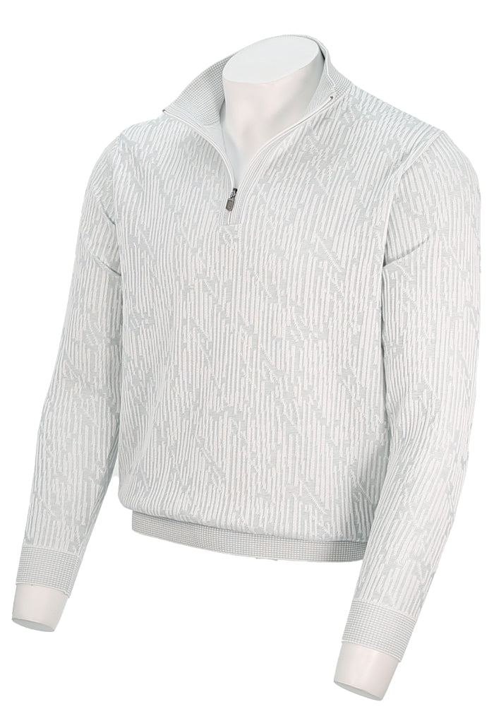 St. Croix Men's Abstract Rib Zip Mock Sweater In Sorbet Green Angled View- Mondo Uomo