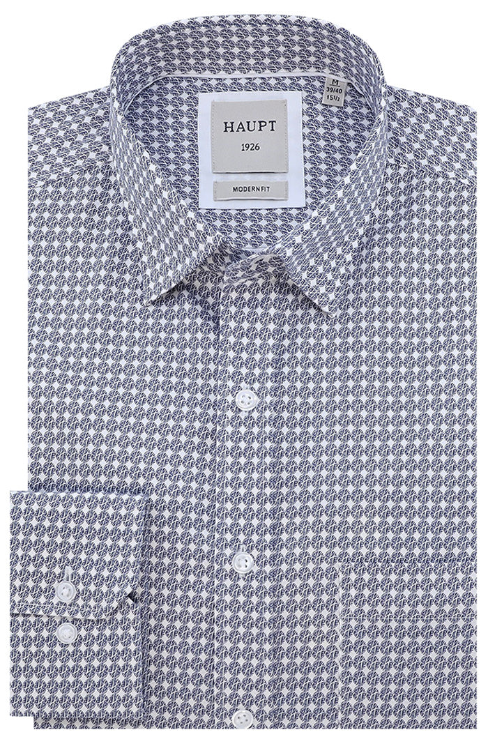 Haupt Long Sleeve Shirt For Men In Subtle Floral Motif Pattern - Mondo Uomo