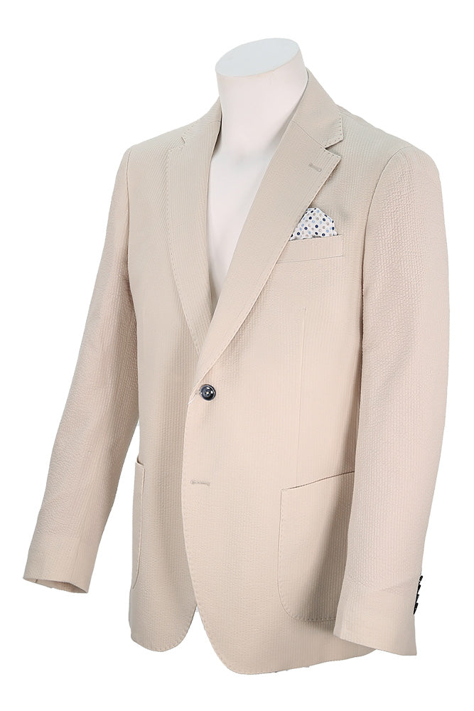 7 Down Street (EROS CLOTHING) Men's Meridian Sport Coat In Beige Angled View - Mondo Uomo