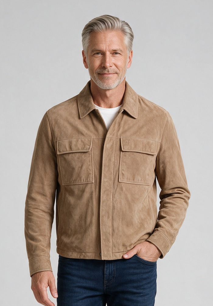 Paul & Shark Suede shacket — model detail