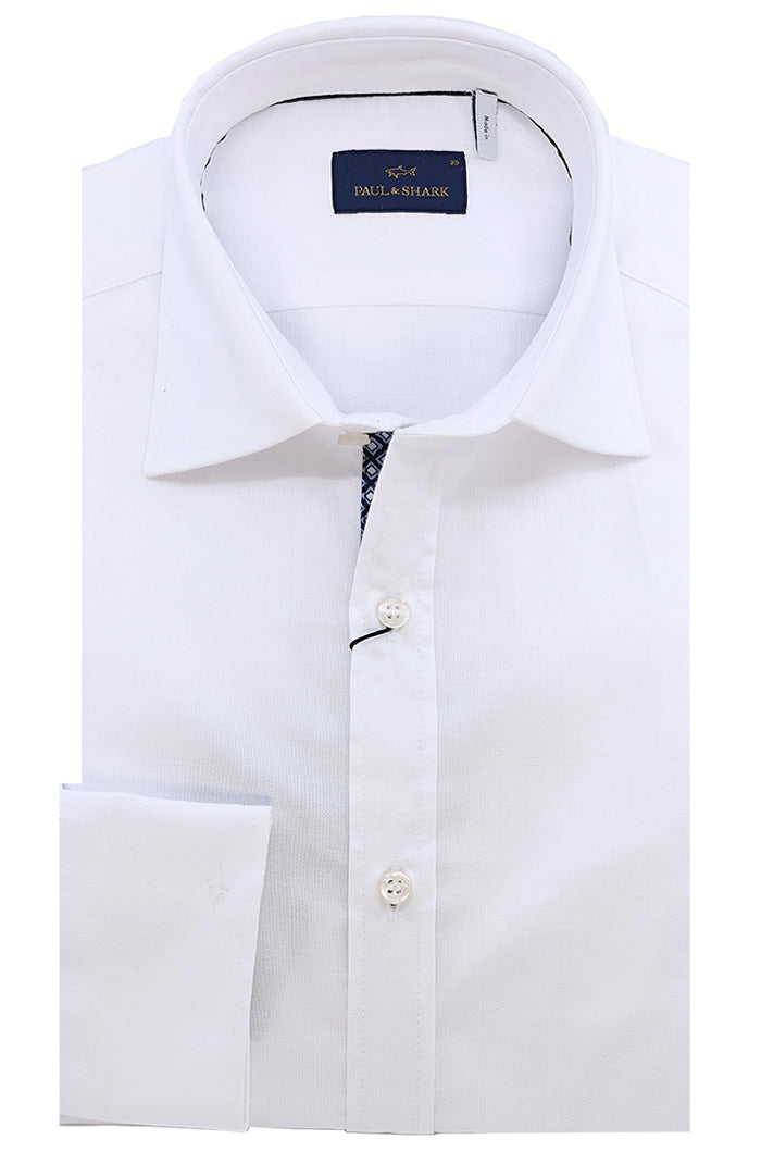 PAUL & SHARK Men's Cotton Oxford Shirt In White with Inner Lining Detail 14313042CF-010 - Mondo Uomo