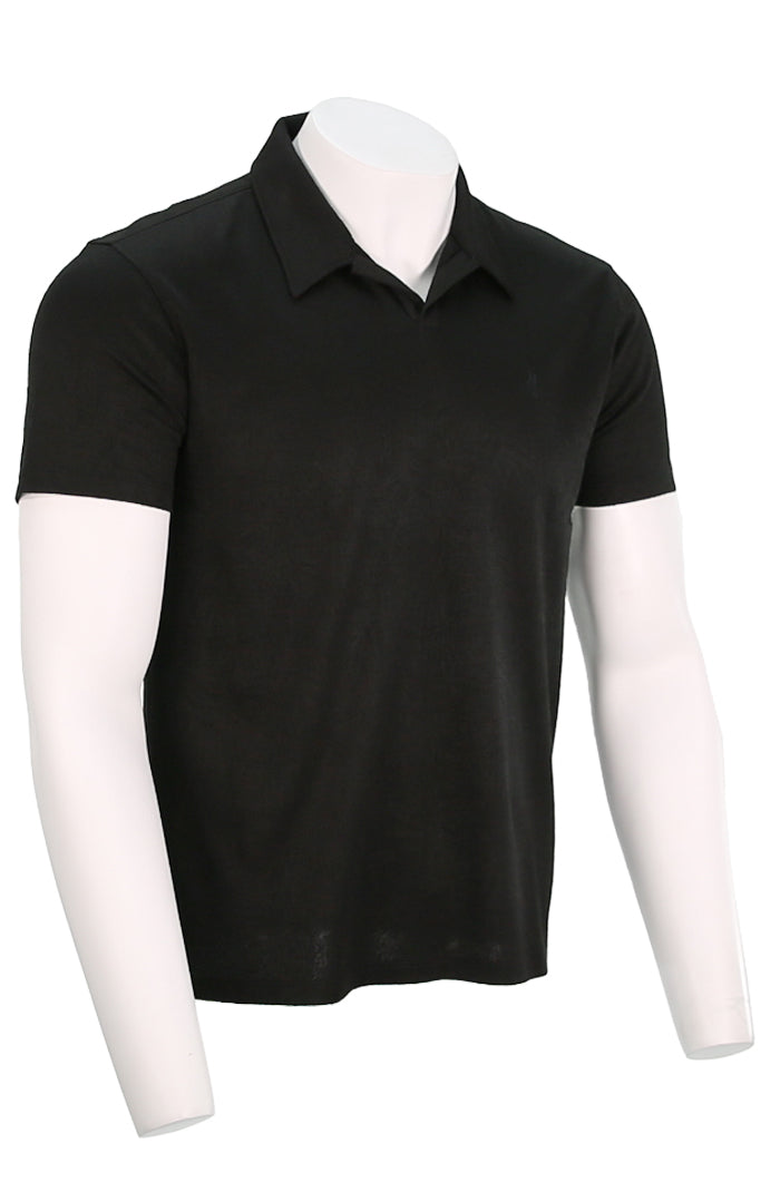 John Varvatos Hague S/S Polo For Men In Black Angled View HAGUE