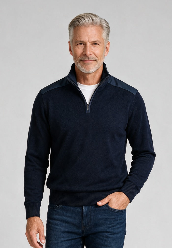 Paul & Shark Typhoon Wool Half Zip Sweater — model detail