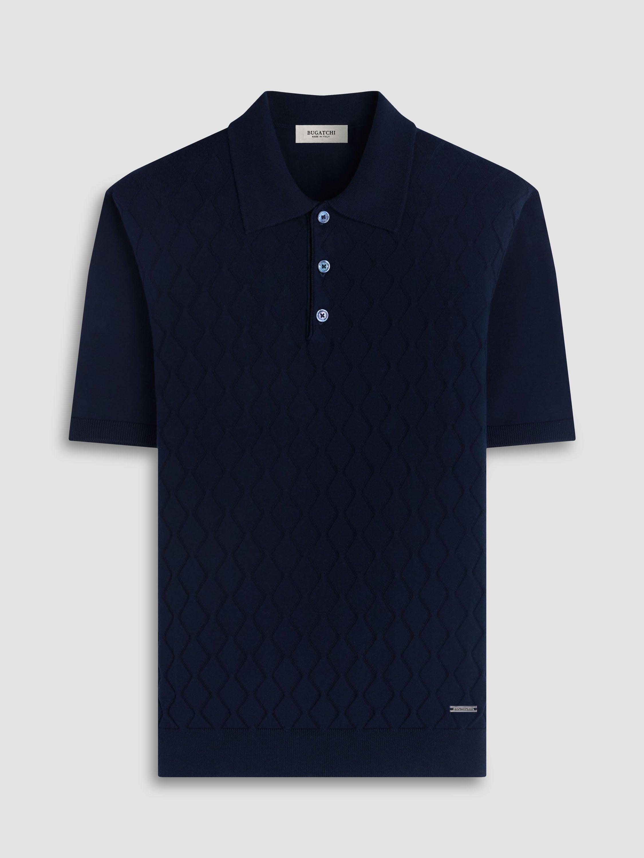 Bugatchi S/S 3 Button Polo Sweater, Navy