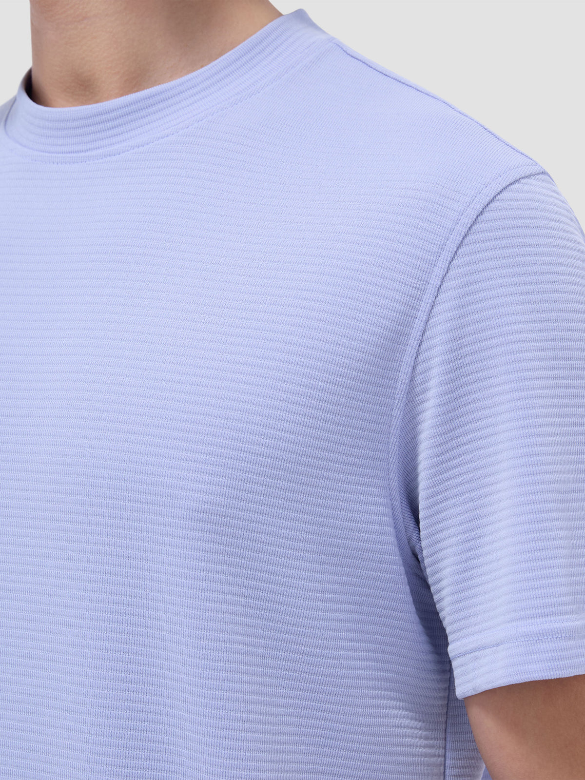 S/S Bugatchi Orville Crew Neck For Men In Sky Blue Angled View ISF1643F8