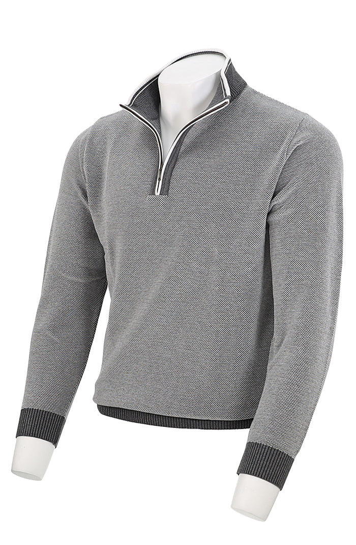 St. Croix Crystal Stitch Zip Mock | Gray