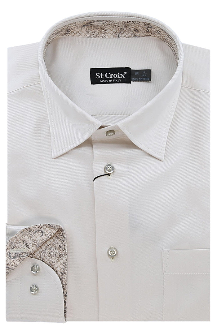 St. Croix L/S Twill Shirt For Men In Shell - Mondo Uomo