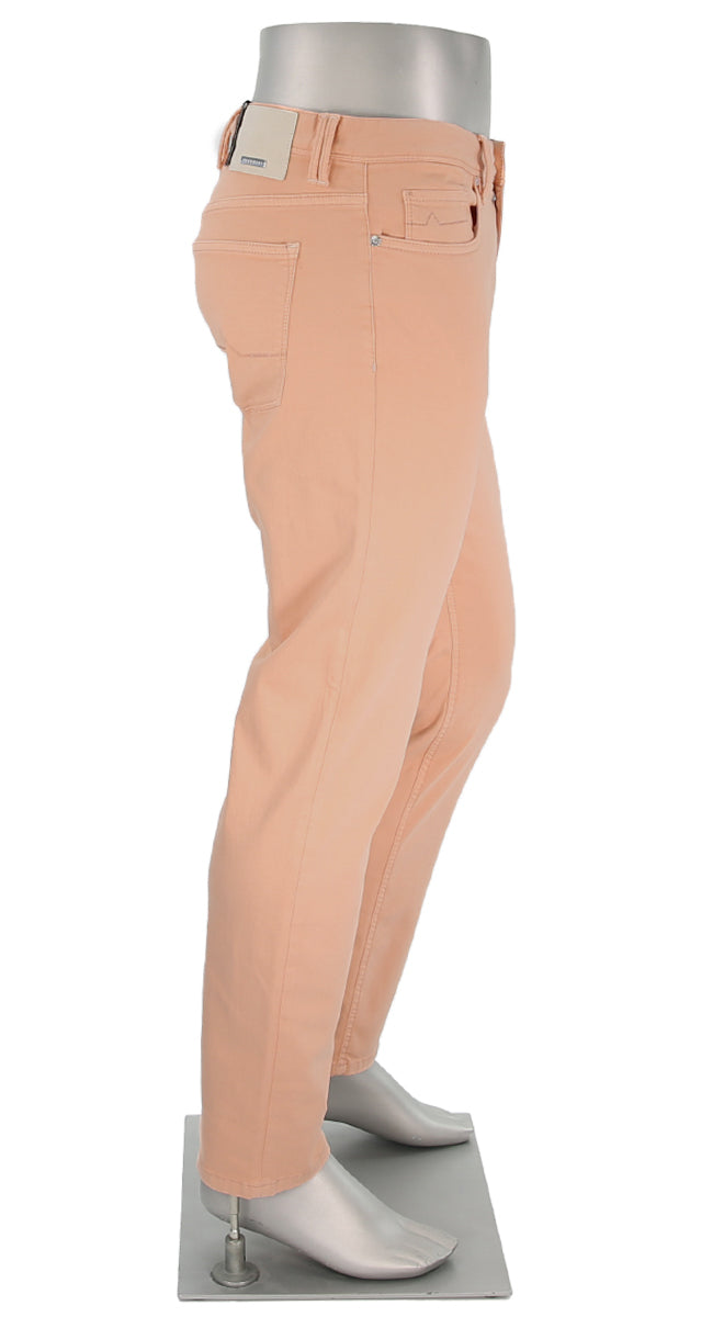 Alberto Men's Pipe Stretch Colored Jeans In Peach Color Side View P1764