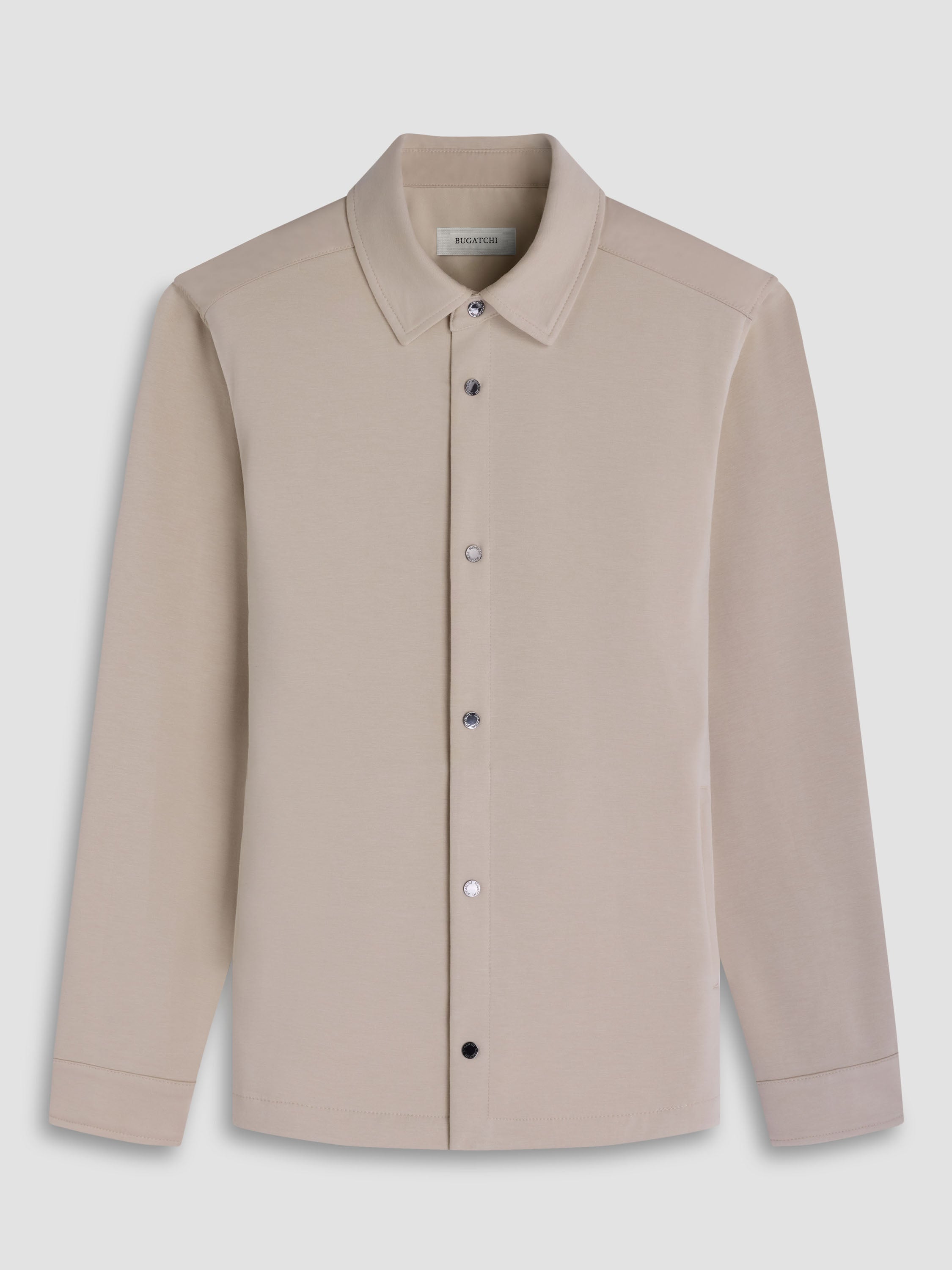 Bugatchi L/S Knit Shirt, Almond