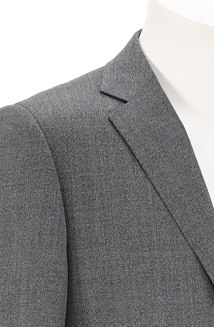 Byron Men’s Gray Textured Sport Coat with Contemporary Fit and Notched Lapels Close Up