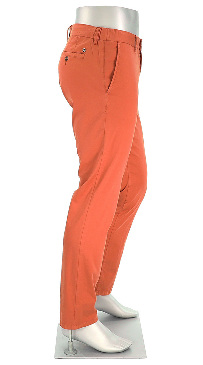 Alberto Super Light Cotton Pants For Men In Orange Side View - Mondo Uomo