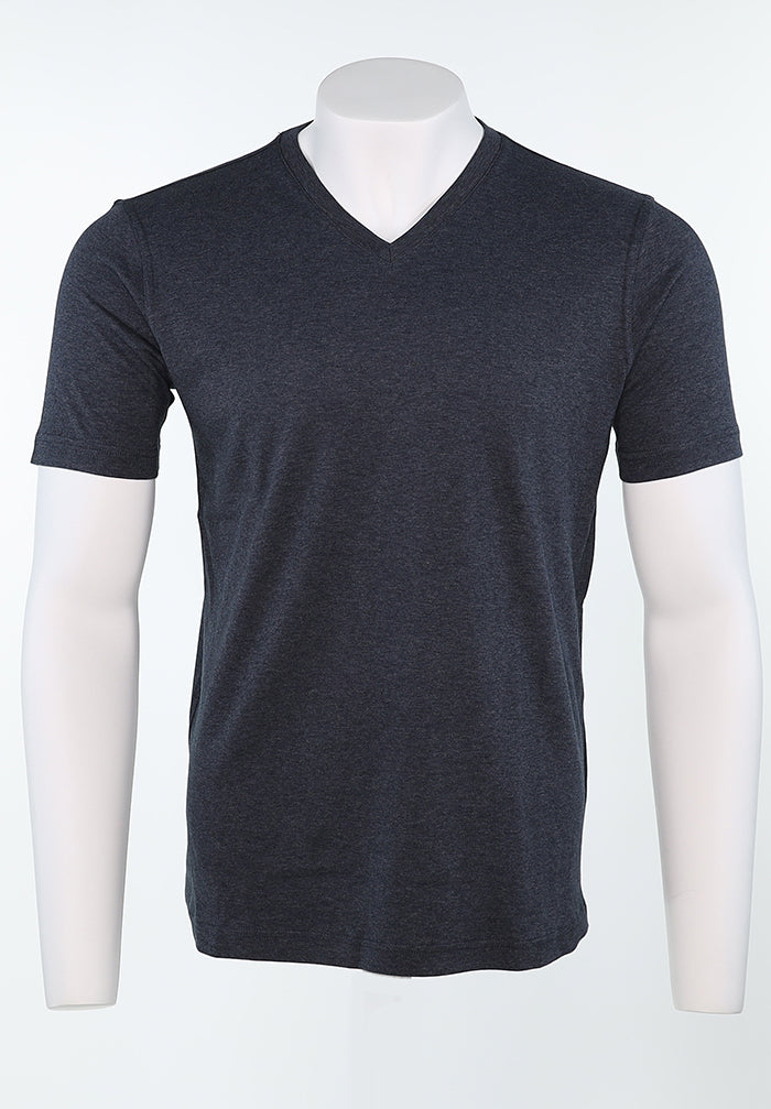 Raffi Aqua Cotton Noah V-Neck Tee in Carbon | Mondo Uomo Naples FL #Color_Carbon