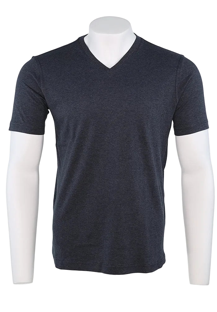 Raffi Aqua Cotton Noah V-Neck Tee in Carbon | Mondo Uomo Naples FL #Color_Carbon