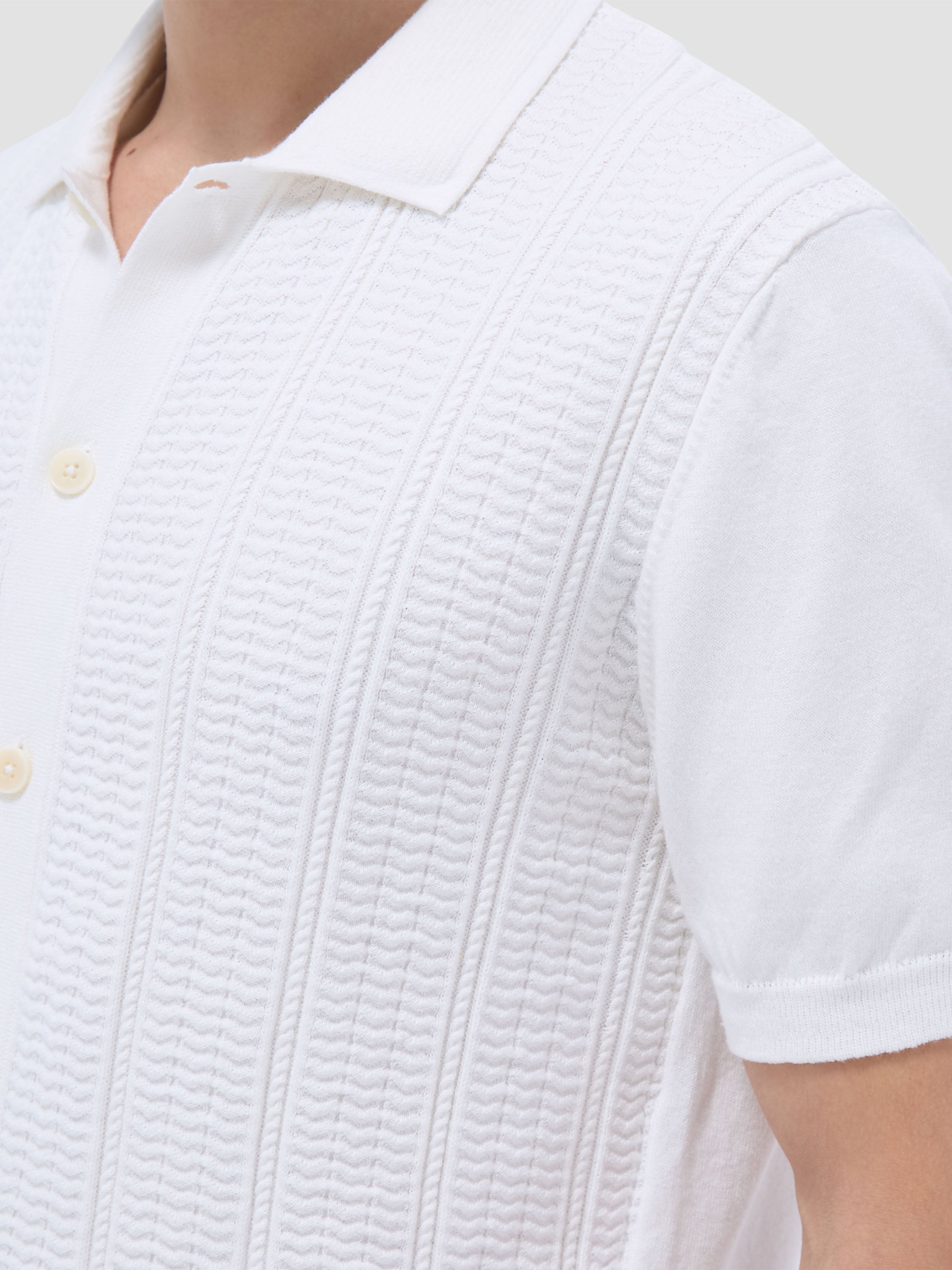 Bugatchi Textured Chevron S/S Knit Shirt – view 3