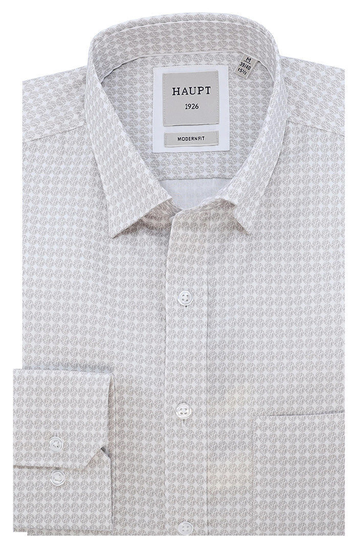 Haupt Long Sleeve Shirt For Men In Subtle Floral Motif Pattern - Mondo Uomo