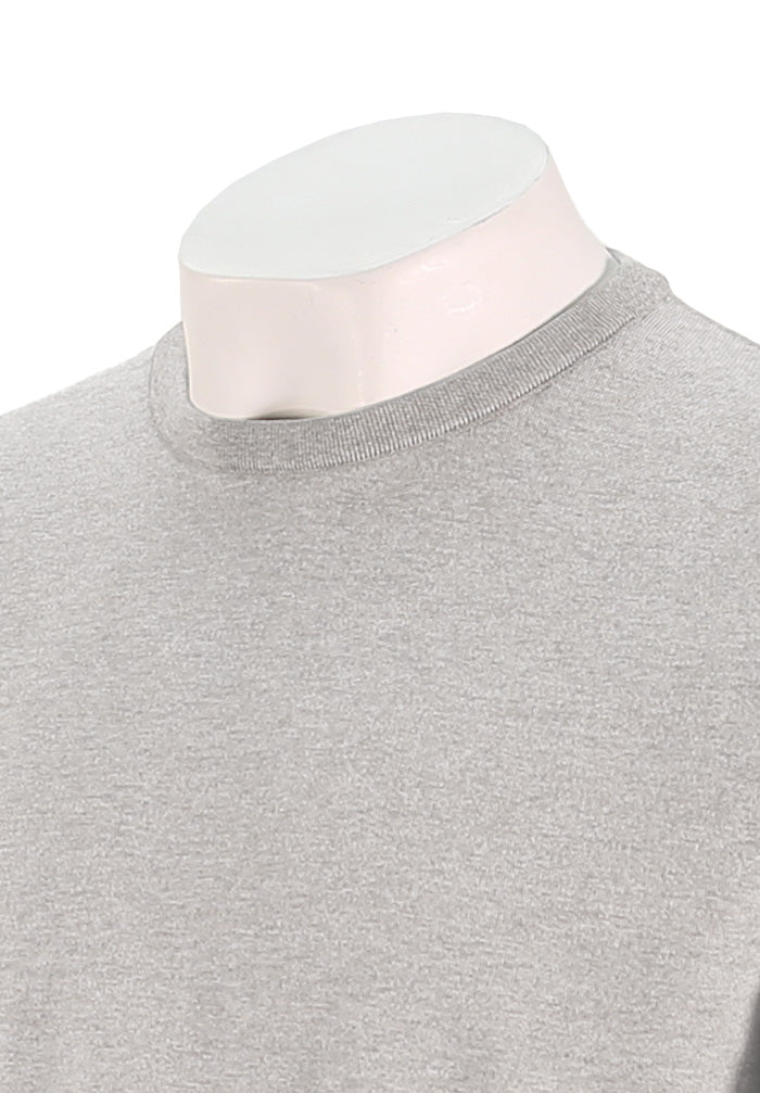 St. Croix - Short Sleeve Crew Tee - Light Grey Marl - Collar View - Mondo Uomo - 2319