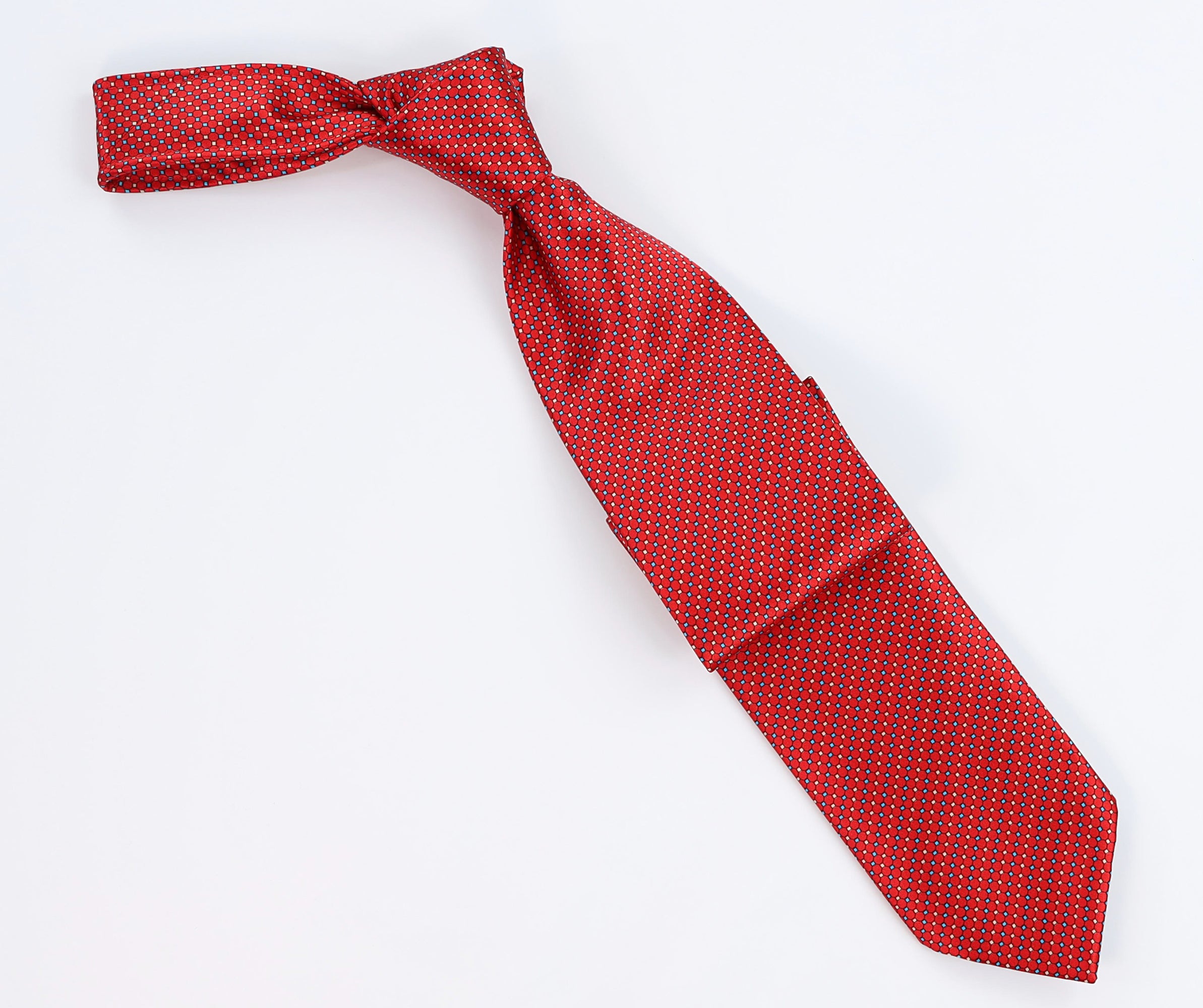 Italo Ferretti Men’s Silk Necktie in Deep Red with Micro-Pattern – Mondo Uomo