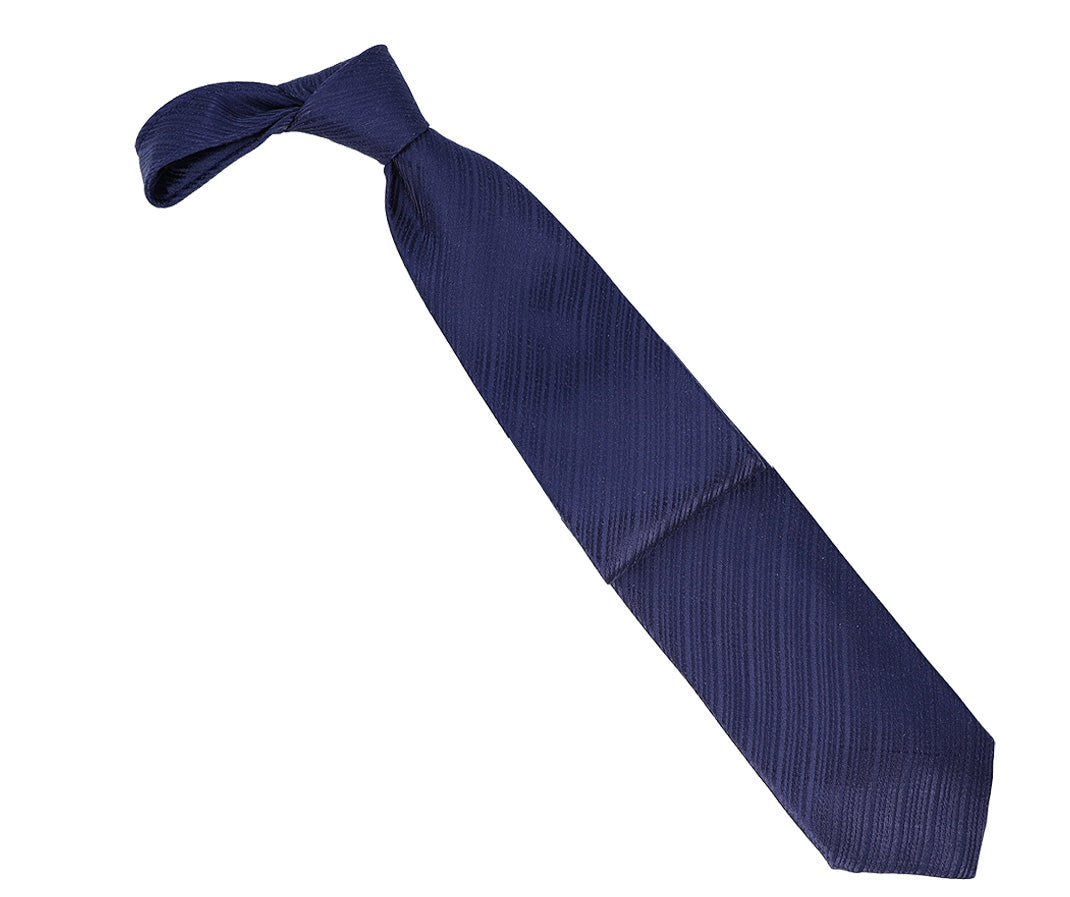 Italo Ferretti Men's Tie With Classic Diagonal Ribbed Texture in Deep Navy - Mondo Uomo