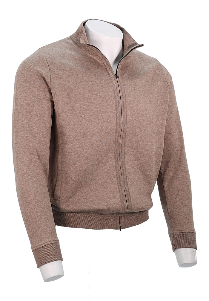 St. Croix Full Zip Cardigan, Walnut Melange
