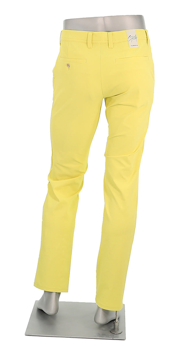 Alberto Rookie Golf 3X DRY Men’s Yellow Slim Fit Activewear Pants with Besom Back Pockets 5535-231