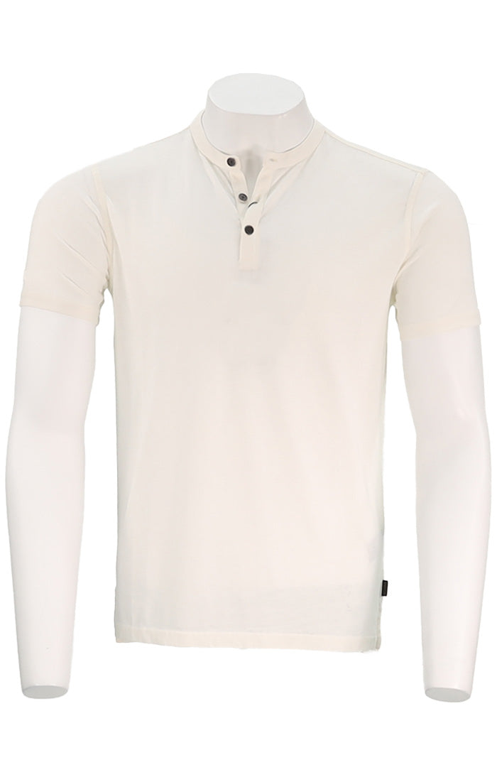 John Varvatos Duke Men’s Short Sleeve Henley in White Cotton Blend – Mondo Uomo