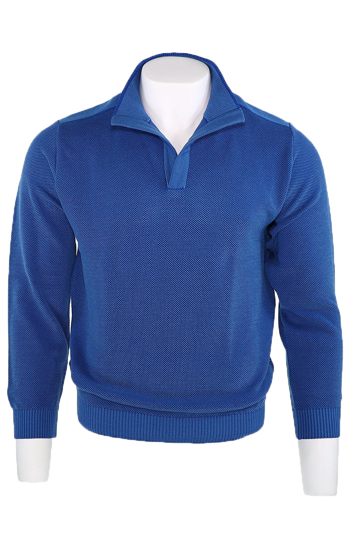 St. Croix Open Mock Crystal Stitch Sweater, BRIGHT BLUE