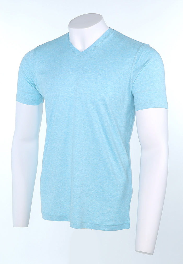 Raffi Aqua Cotton Noah V-Neck Tee in Aqua – view 4 #Color_Aqua