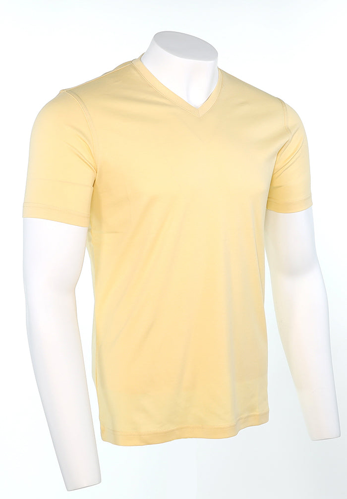 Raffi Aqua Cotton Noah V-Neck Tee in Butter – view 3 #Color_Butter