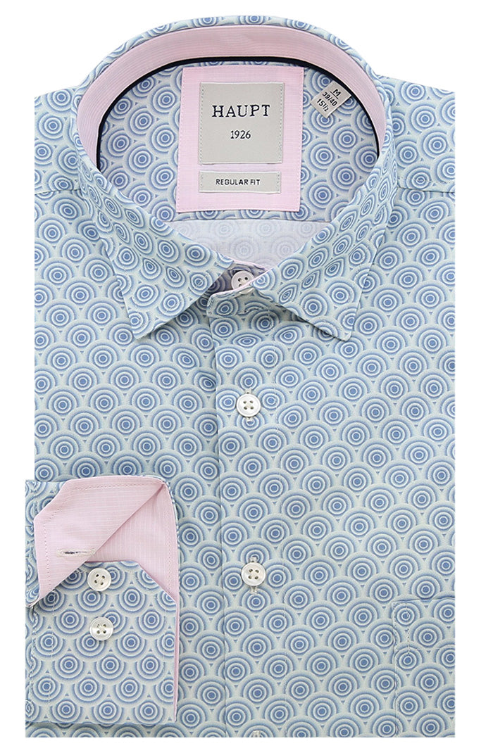 Haupt Vintage Inspired Long Sleeve Men’s Shirt in Blue - Mondo Uomo Fine Menswear