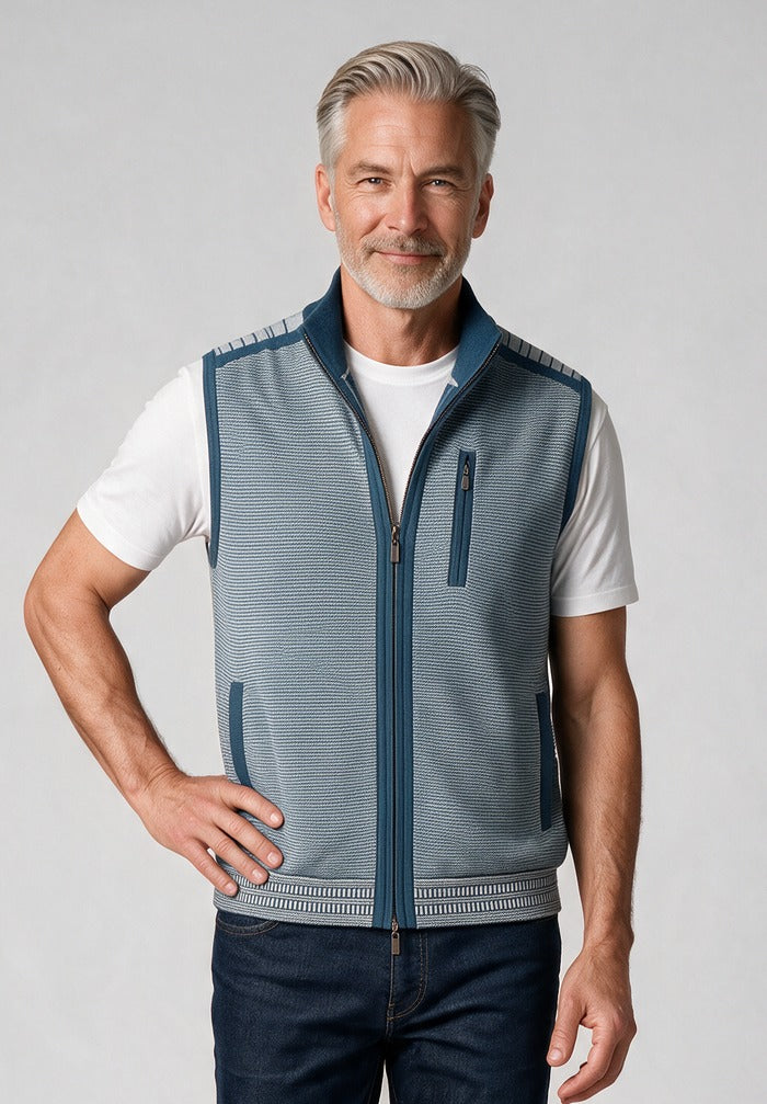 St. Croix Milano Rib Multi-Pocket Vest, Blue Danube – model detail
