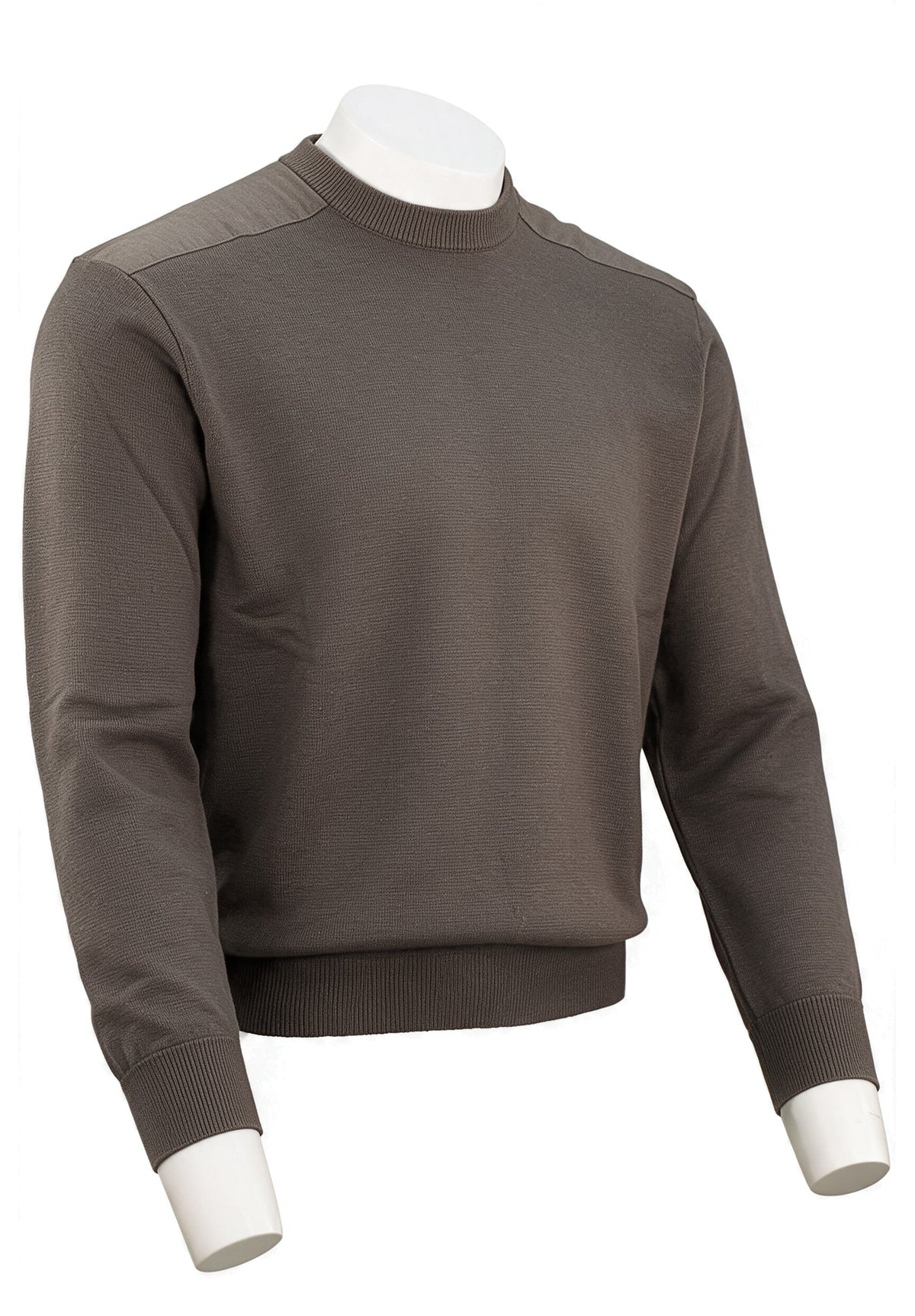 Paul & Shark Merino Extrafine Crewneck, Taupe/Espresso — view 3