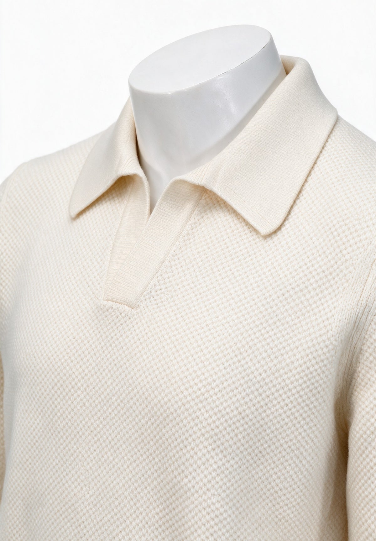 Paul & Shark Cashmere-Wool Open Collar Polo, Snow White — view 2