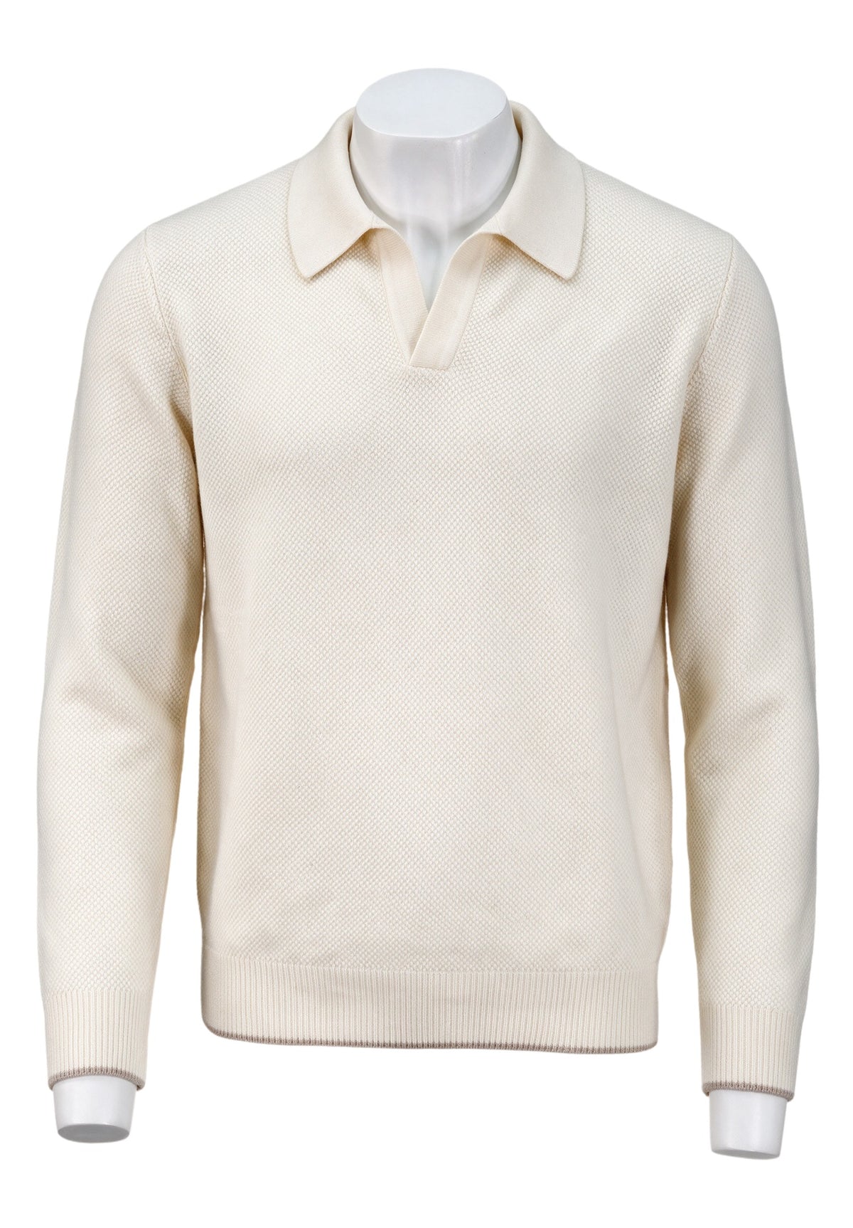 Paul & Shark Cashmere-Wool Open Collar Polo, Snow White | Mondo Uomo Naples FL