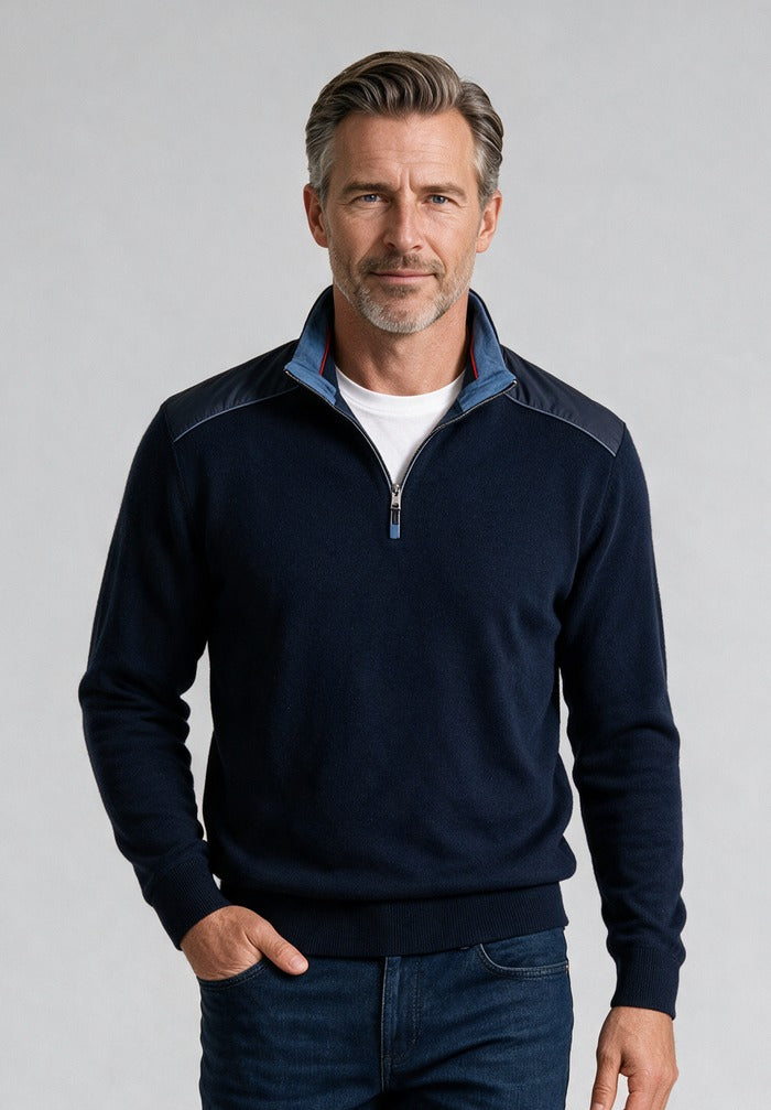 Paul & Shark Pure Wool Typhoon Platinum Half-Zip, Blue — model detail