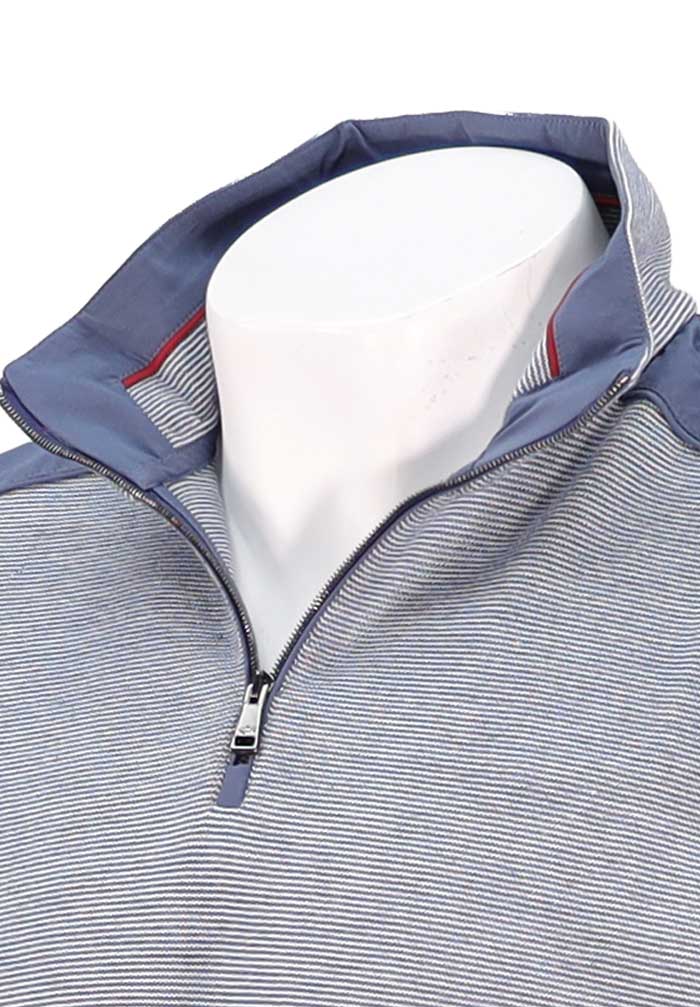 Paul & Shark Pure Wool Typhoon Platinum Half-Zip (002), Cadet Blue/Cream