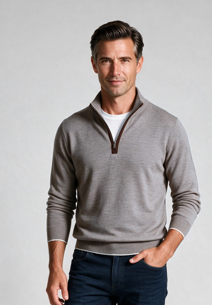 Paul & Shark Xsoft Wool Half-Zip, Beige — model detail
