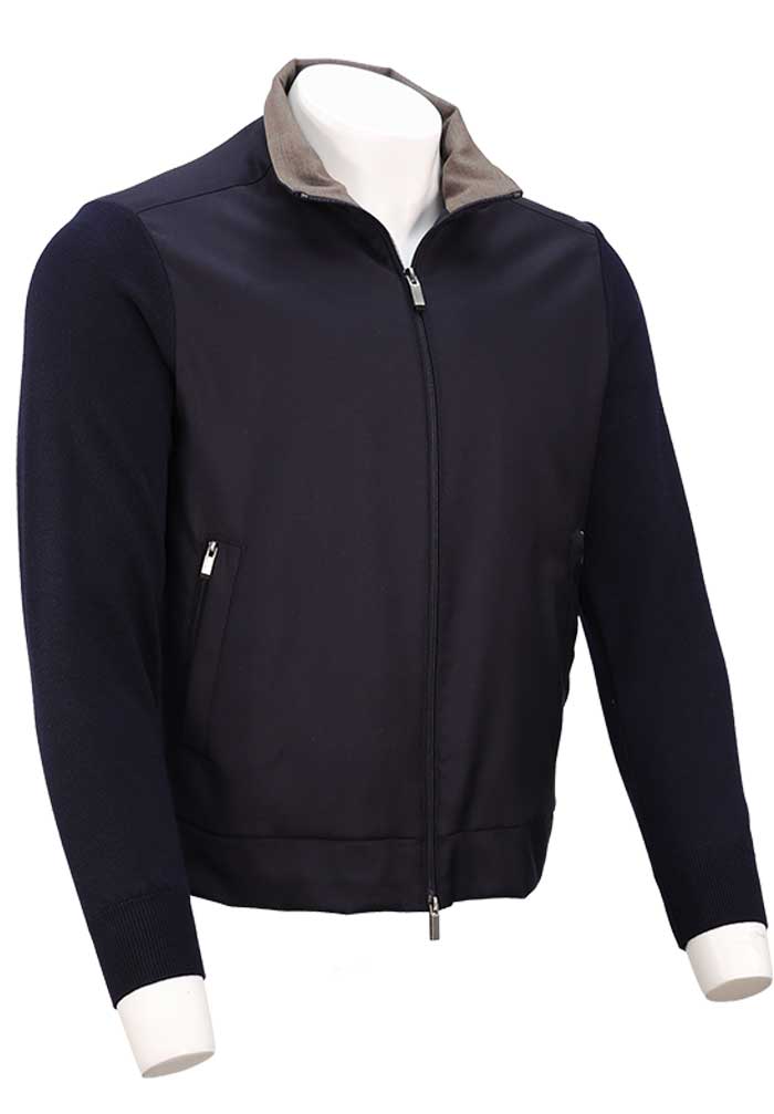 Paul & Shark Merino Extrafine Rain System Hybrid, Navy/Taupe