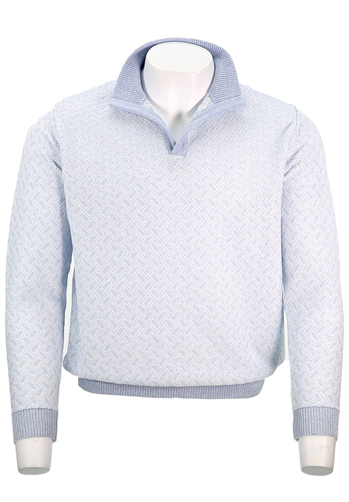 St. Croix Men's Crystal Linen Open Mock In Sky Blue - Mondo Uomo