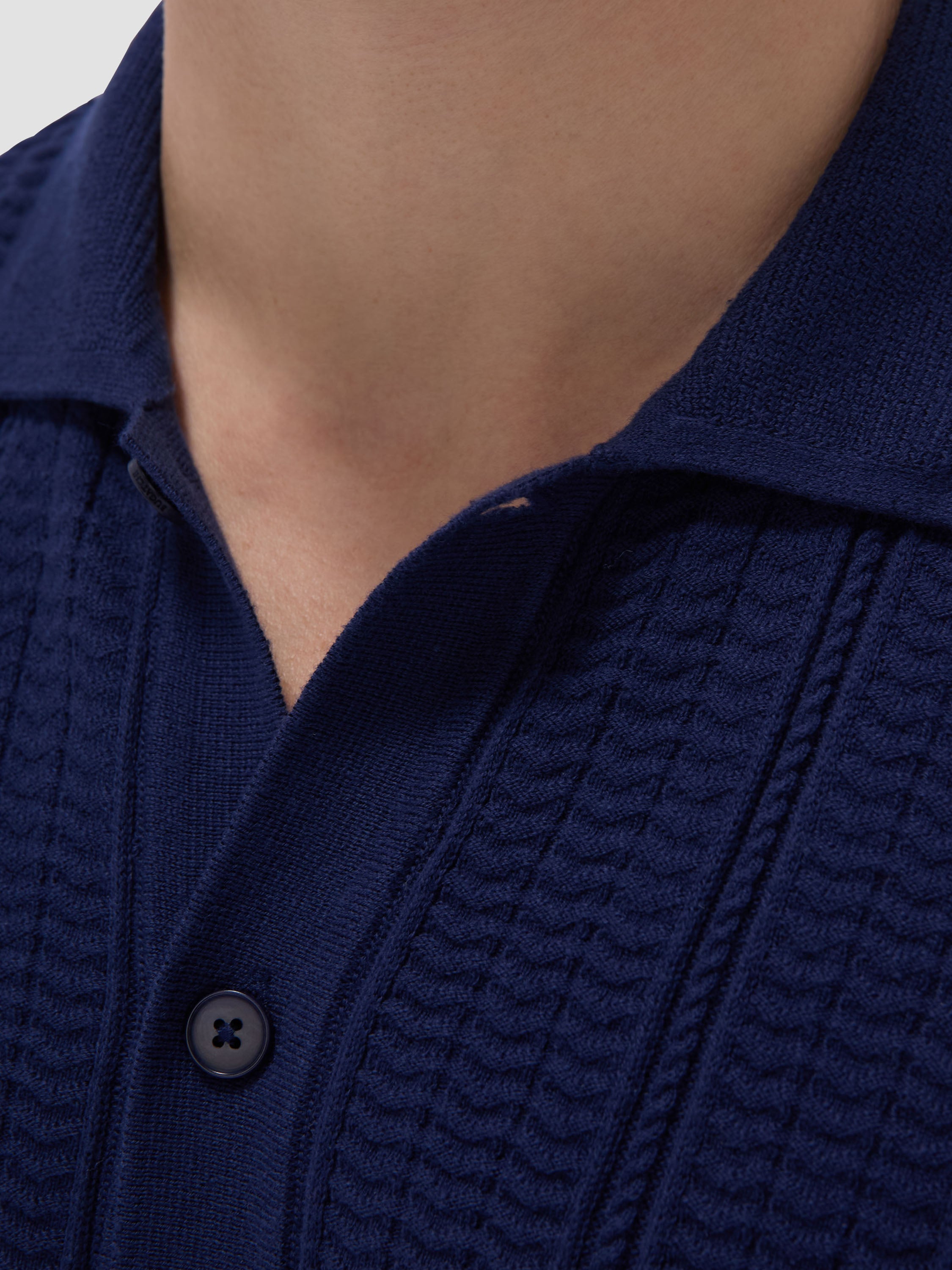 Bugatchi Textured Chevron S/S Knit Shirt