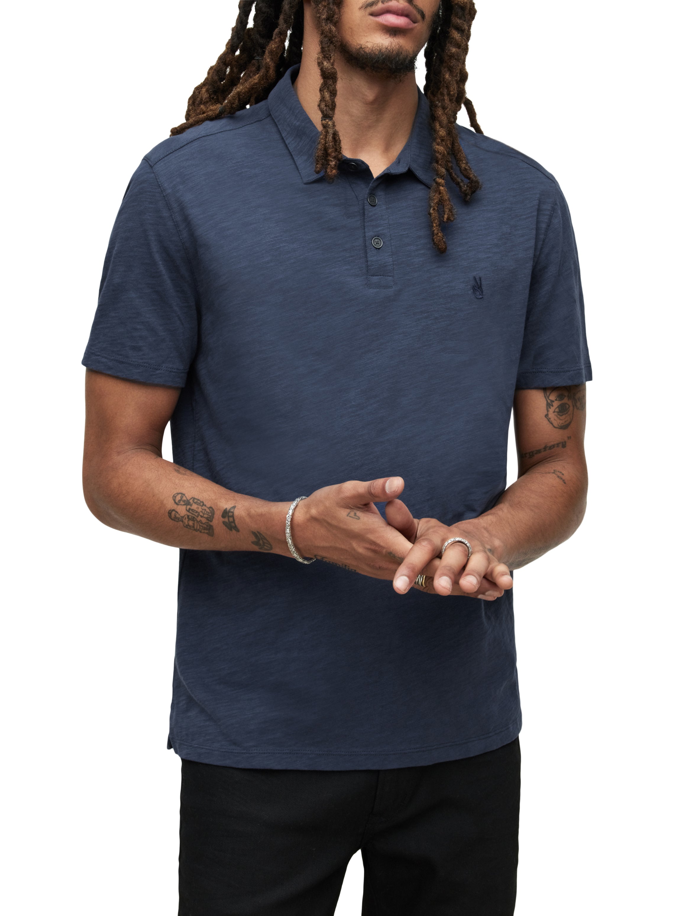John Varvatos S/S Polo, Oiled Blue