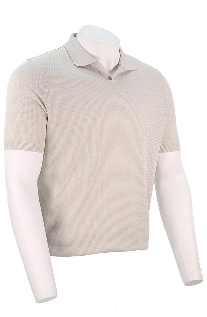 Corneliani Waffle Johnny Collar Polo, Stone