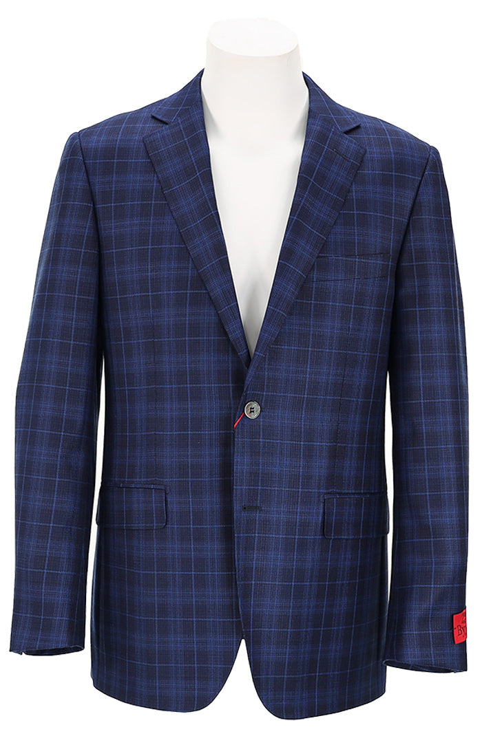 Byron Men’s Blue and Black Tartan Sport Coat with Contemporary Fit – Mondo Uomo