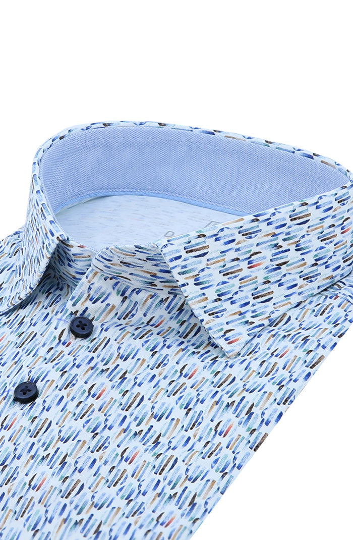 Desoto Men's Sizzling Summer S/S Polo In Multi-tonal Abstract Print 831-37-3