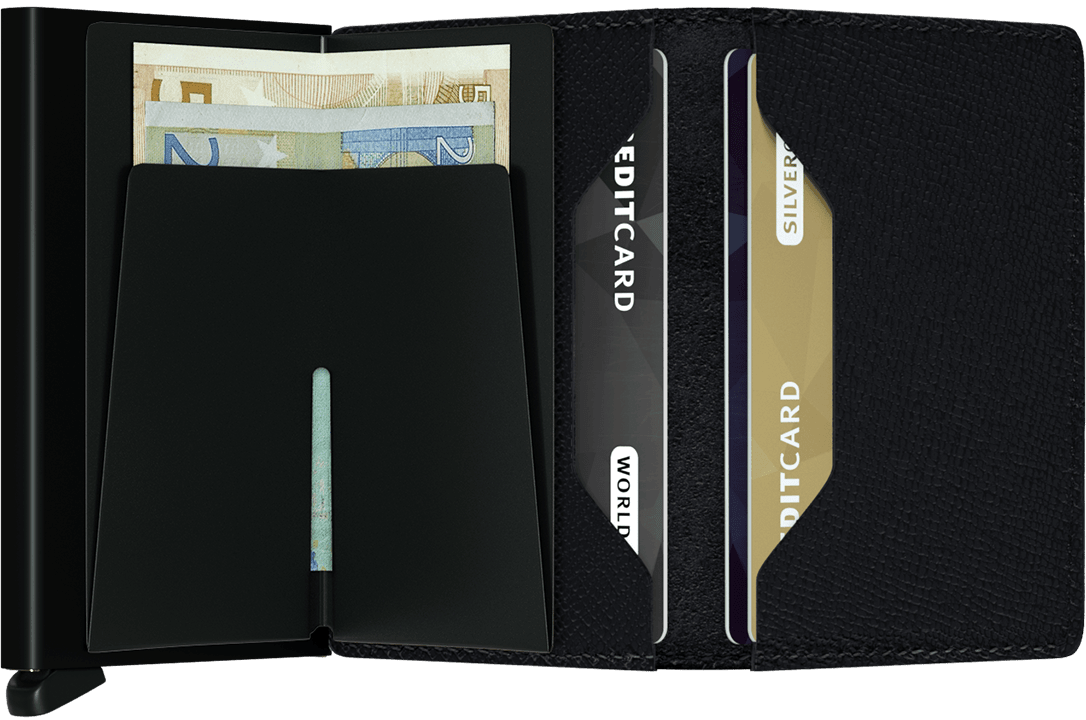 SECRID Men's Slimwallet Crisple In Black Open View - Mondo Uomo