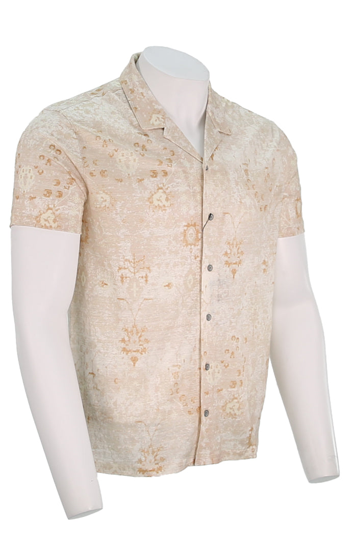 John Varvatos Men's Espino SS Collar Shirt In Dew Grey Angled View ESPINO