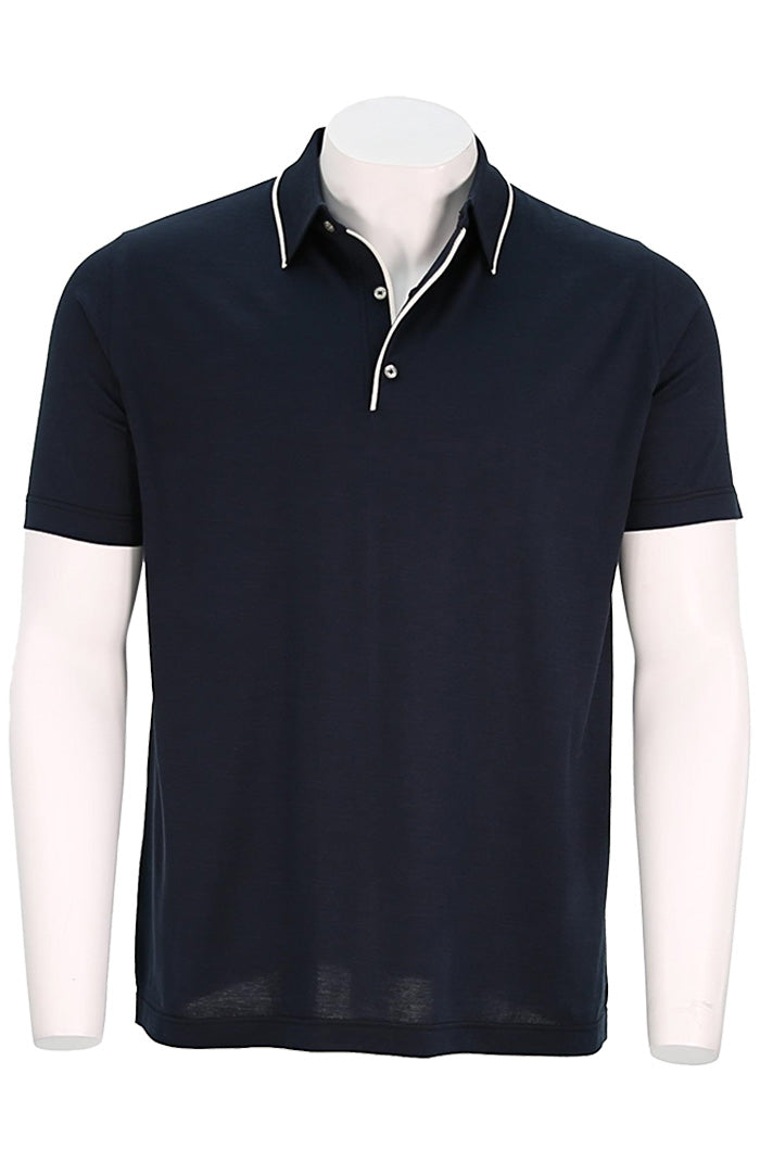 St. Croix S/S Cotton Polo For Men In Navy - Mondo Uomo
